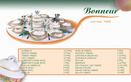 138 Parça Takım — Bonneur — Porselen
