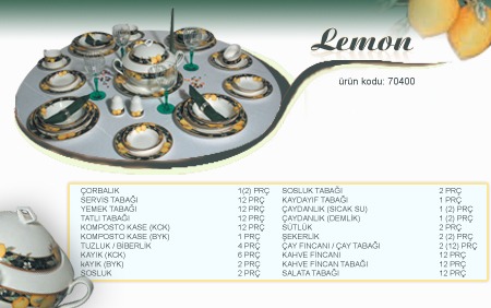 138 Parça Takım — Lemon — Porselen